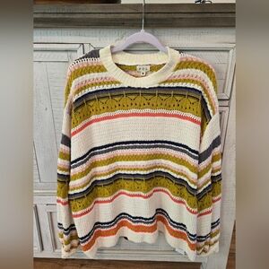 POL Multicolor Striped Knit Sweater – Size Medium